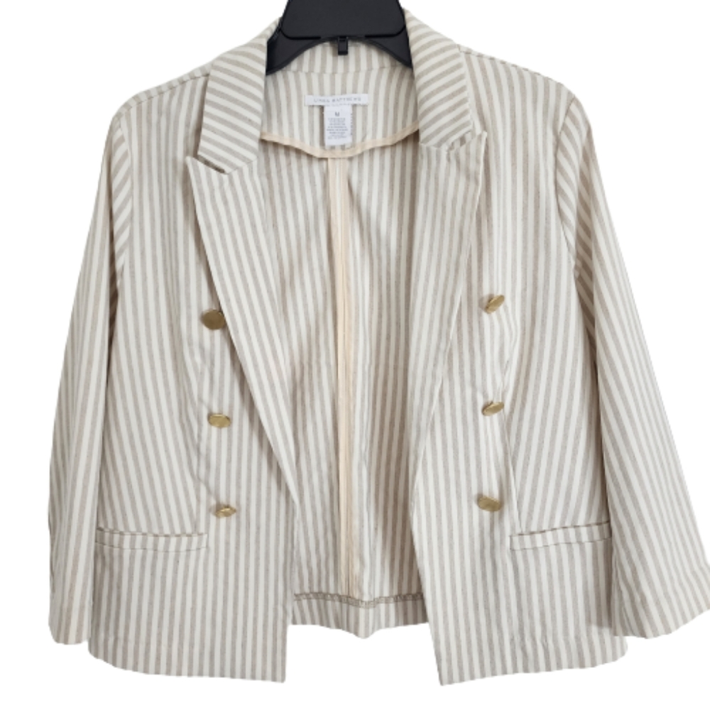 Linda‎ Matthews Open Front Blazer Size Medium, Tan
